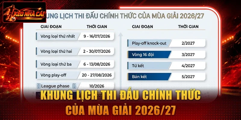 Khung lịch thi đấu chính thức của mùa giải 2026/27